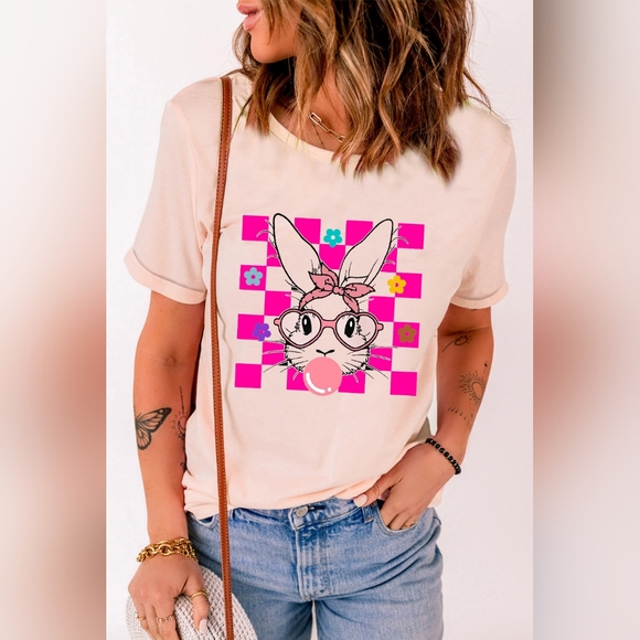 Just Jen Boutique Graphic Tee-Rabbit Round Neck Short Sleeve T-Shirt - Picture 4 of 5